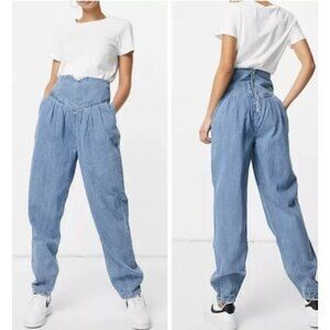 Missguided Tall High Waisted Corset Pleated Ballon Sz 6